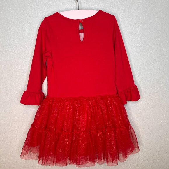 Girls Christmas Dress w Raindeer - red size 3T - Picture 2 of 5
